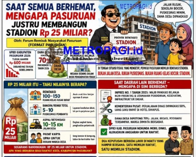 
 Saat Semua Berhemat, Mengapa Pasuruan Justru Membangun Stadion Rp 25 Miliar?