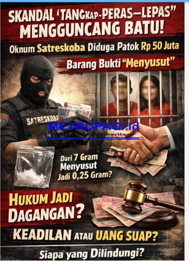 
 “Skandal ‘Tangkap–Peras–Lepas’ Mengguncang Polres Batu, Oknum Satreskoba Diduga Patok Rp 50 Juta, Barang Bukti ‘Menyusut’, Hukum Jadi Dagangan?
