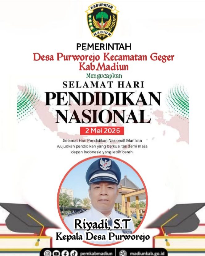 
 Pemdes Purworejo, Kecamatan Geger, Kabupaten Madiun Mengucapkan Selamat Hari Pendidikan Nasional 2026