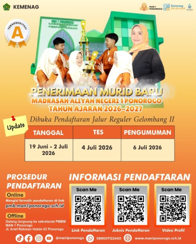 
 MAN 1 Ponorogo Membuka Jalur Afirmasi PMB, Kesempatan Khusus bagi Siswa Berkeistimewaan
