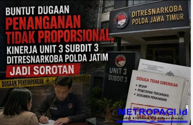 
 Buntut Dugaan Penanganan Tidak Proporsional, Kinerja Unit 3 Subdit 3 Ditresnarkoba Polda Jatim Jadi Sorotan