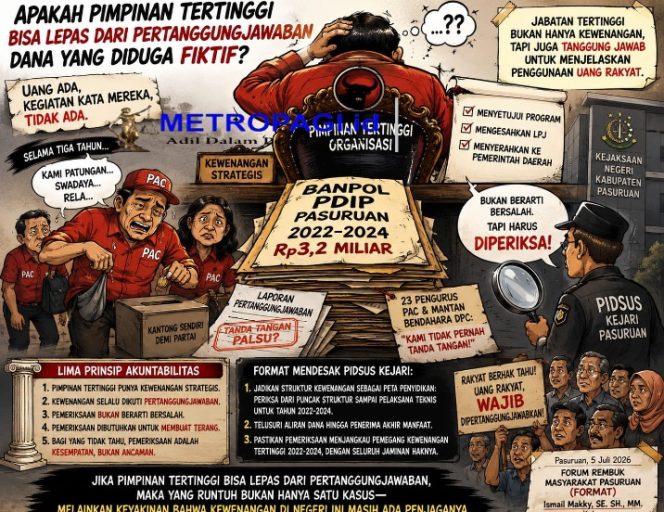 
 Apakah Pimpinan Tertinggi Organisasi Bisa Lepas dari Pertanggungjawaban Pengelolaan Dana yang Diduga Fiktif?