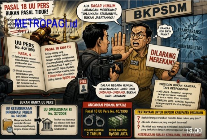 
 Akuntabilitas ASN di Kabupaten Pasuruan Pasal 18 UU Pers Bukan Pasal Tidur, Ketika Larangan Merekam Menjadi Ujian Transparansi