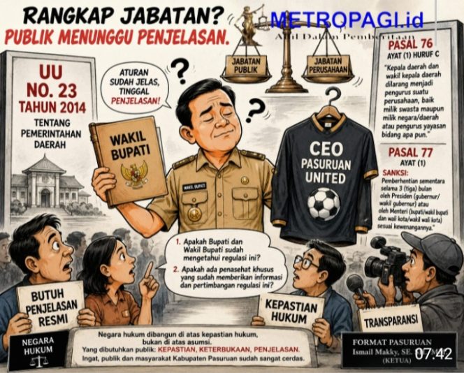 
 Wakil Bupati Merangkap CEO Pasuruan United, Bagaimana Penjelasanya Menurut UU Nomor 23