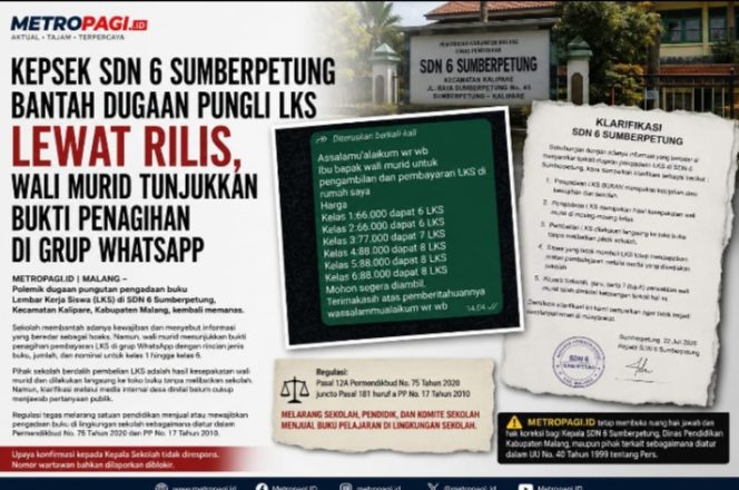 
 Dugaan Pungli LKS di SDN 6 Sumberpetung Memanas, Kepsek Bantah, Wali Murid Justru Kantongi Bukti Kuat di Grup WhatsApp