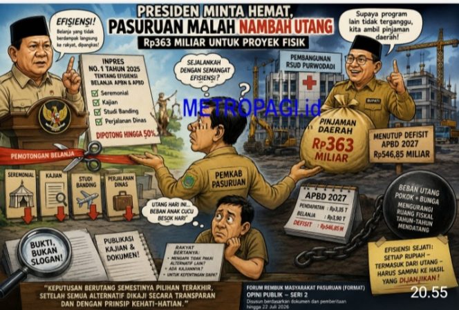 
 Presiden Minta Hemat, Pasuruan Malah Nambah Utang Rp363 Miliar Untuk Proyek Fisik