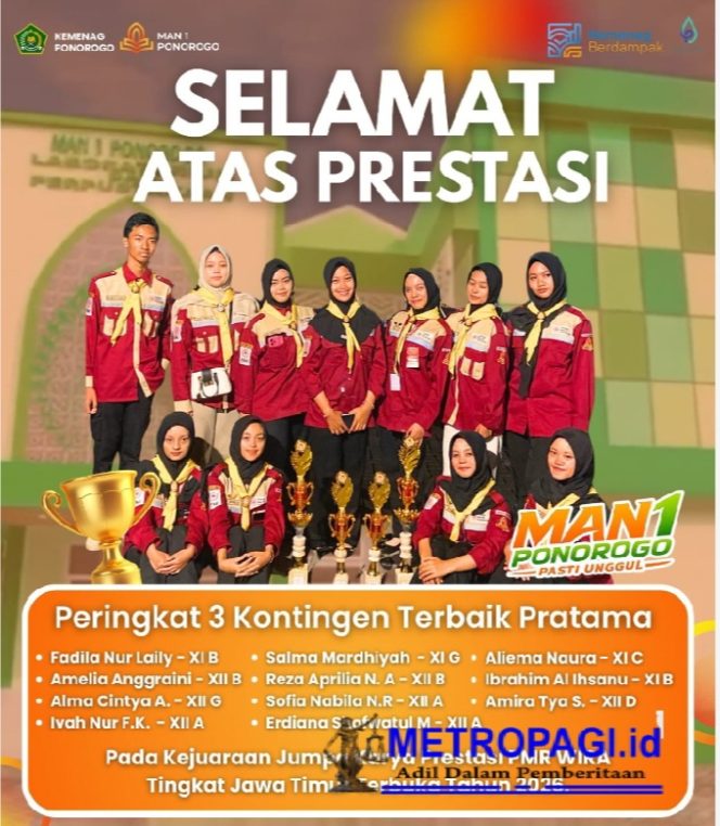 
 MAN 1 Ponorogo Raih Peringkat 3 Kontingen Terbaik Pratama Kejuaraan PMR WIRA Jatim 2026