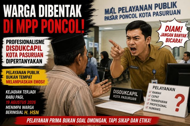 
 Warga Dibentak di MPP Poncol,  Profesionalisme Pelayanan Disdukcapil Kota Pasuruan Dipertanyakan