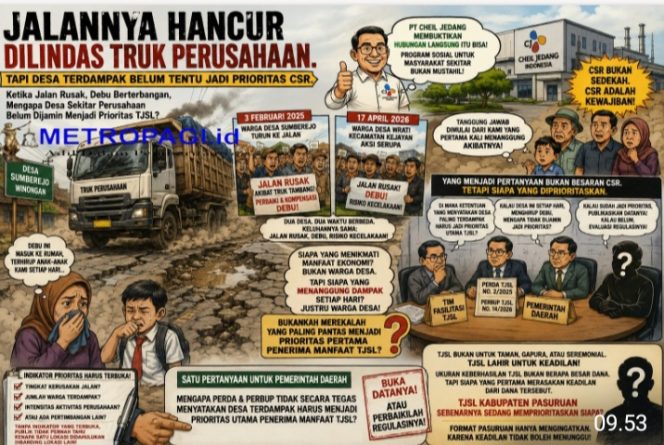 
 JALANNYA HANCUR DILINDAS TRUK PERUSAHAAN. TAPI DESA TERDAMPAK BELUM TENTU JADI PRIORITAS CSR