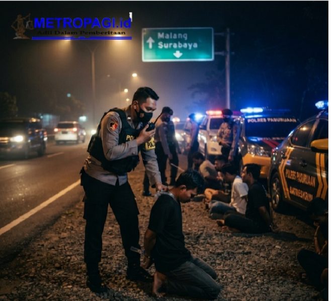 
 Polres Pasuruan Tangkap 7 Tersangka Begal Jalanan di Jalur Malang-Surabaya