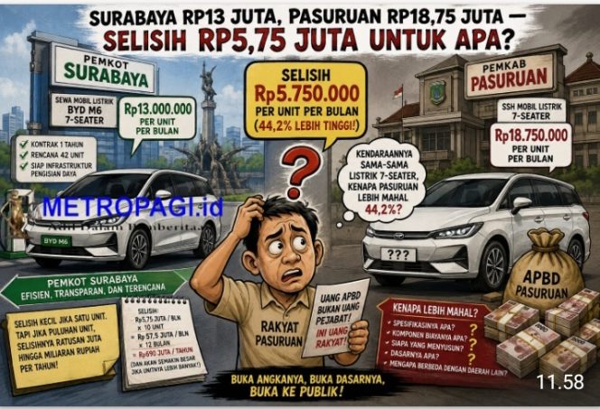 
 Surabaya Rp13 Juta, Pasuruan Rp18,75 Juta, Selisih Rp5,75 Juta Untuk Apa?