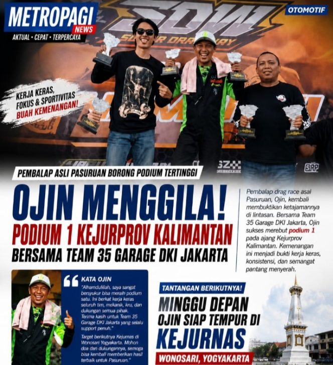 
 Ojin Menggila di Lintasan ! Pembalap Asli Pasuruan Sabet Podium 1 Kejurprov Kalimantan