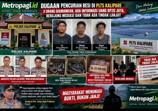 
 DUGAAN PENCURIAN BESI PLTS KALIPARE: KRONOLOGI BELUM TERANG, PUBLIK MENUNGGU TINDAKAN TEGAS